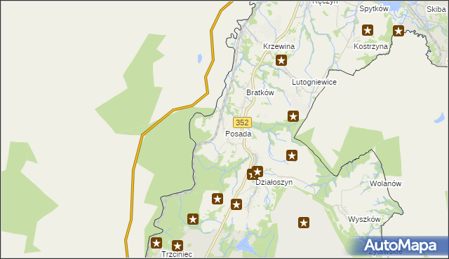 mapa Posada gmina Bogatynia, Posada gmina Bogatynia na mapie Targeo
