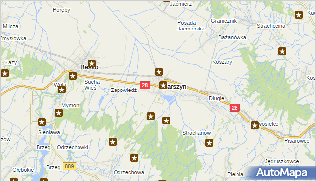 mapa Posada Zarszyńska, Posada Zarszyńska na mapie Targeo