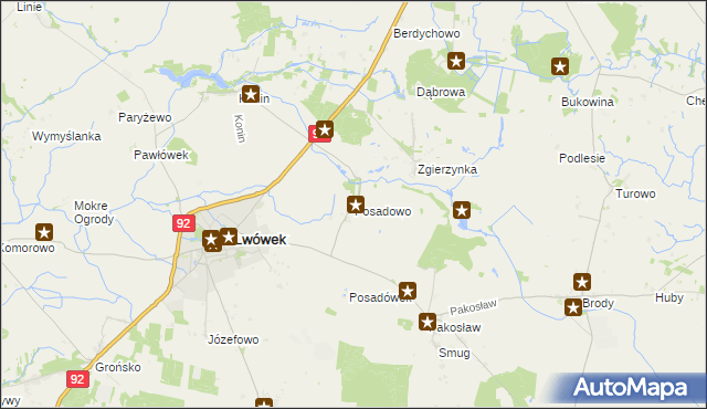 mapa Posadowo gmina Lwówek, Posadowo gmina Lwówek na mapie Targeo