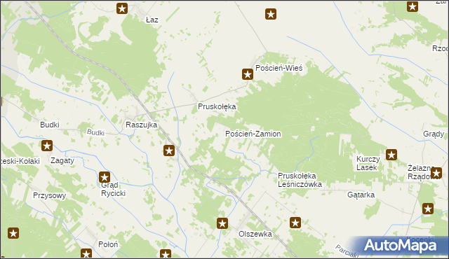 mapa Poścień-Zamion, Poścień-Zamion na mapie Targeo