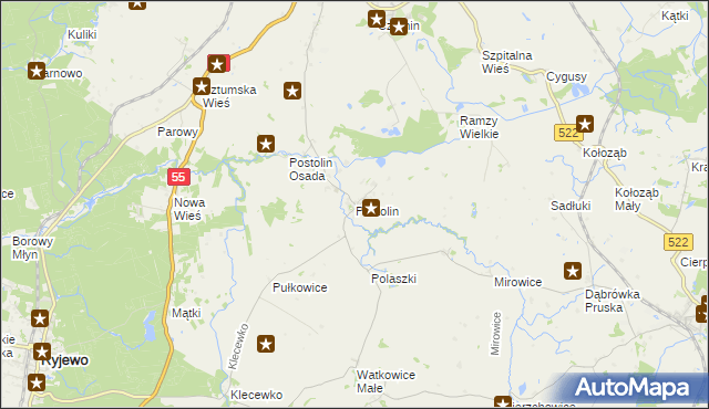 mapa Postolin gmina Sztum, Postolin gmina Sztum na mapie Targeo