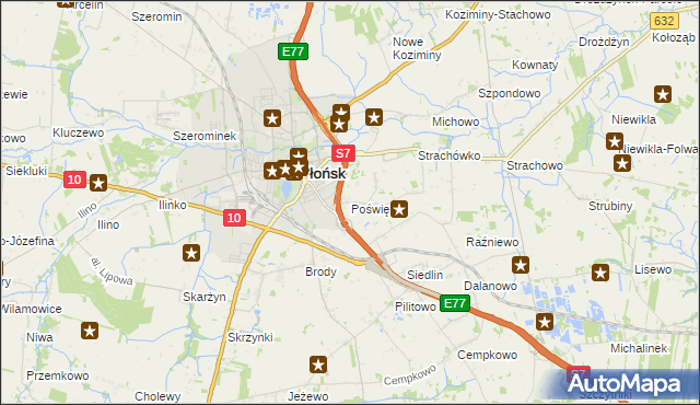 mapa Poświętne gmina Płońsk, Poświętne gmina Płońsk na mapie Targeo