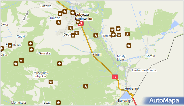 mapa Potoki gmina Lubycza Królewska, Potoki gmina Lubycza Królewska na mapie Targeo