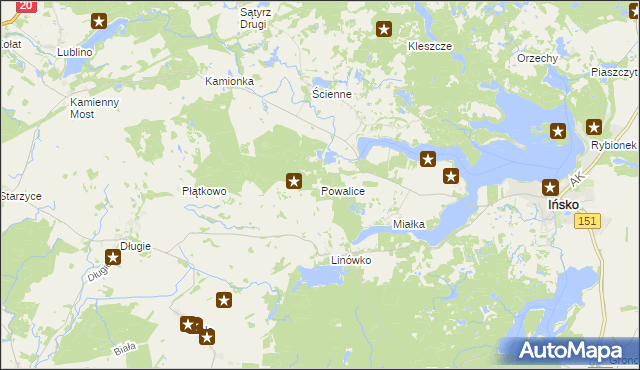 mapa Powalice gmina Ińsko, Powalice gmina Ińsko na mapie Targeo