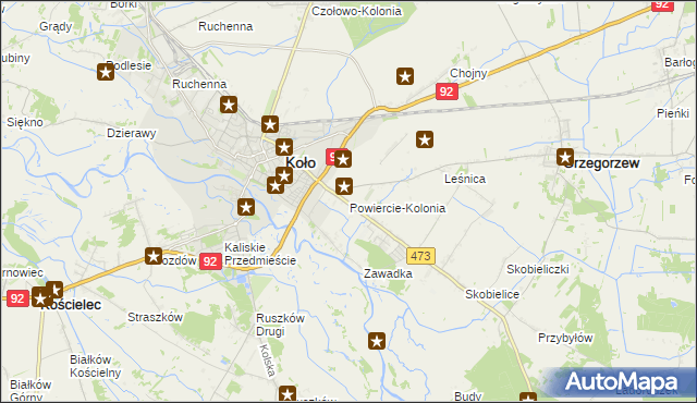 mapa Powiercie-Kolonia, Powiercie-Kolonia na mapie Targeo