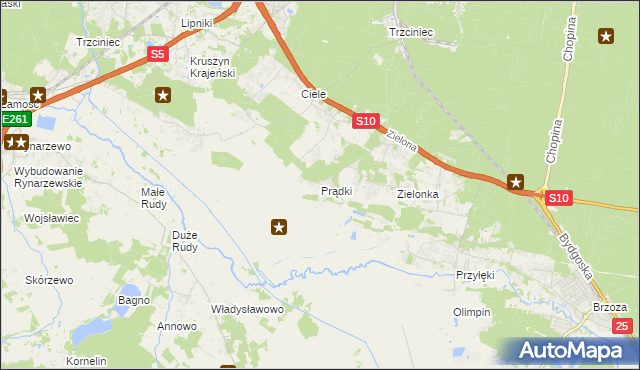 mapa Prądki, Prądki na mapie Targeo