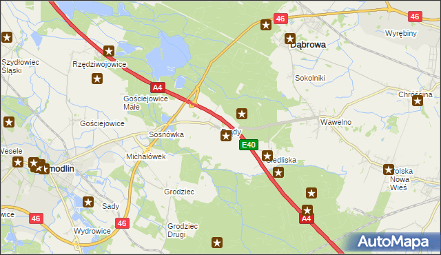 mapa Prądy gmina Dąbrowa, Prądy gmina Dąbrowa na mapie Targeo