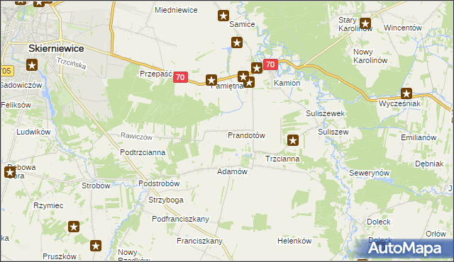 mapa Prandotów, Prandotów na mapie Targeo
