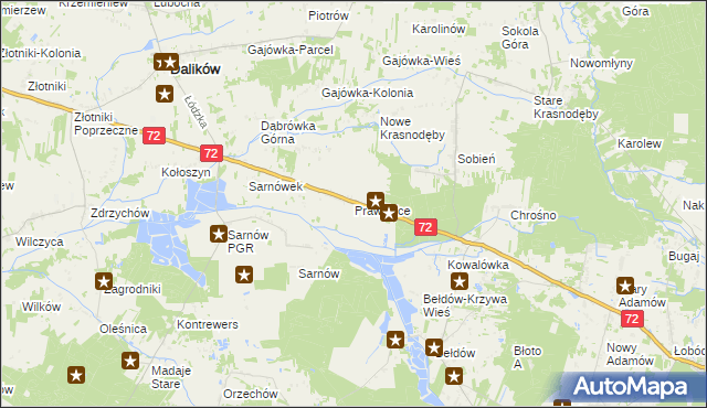 mapa Prawęcice, Prawęcice na mapie Targeo