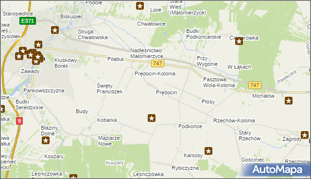 mapa Prędocin gmina Iłża, Prędocin gmina Iłża na mapie Targeo