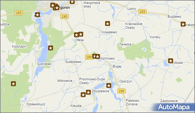 mapa Próchnowo gmina Margonin, Próchnowo gmina Margonin na mapie Targeo