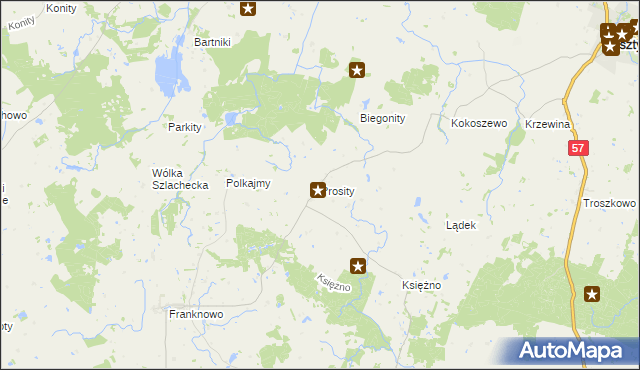 mapa Prosity, Prosity na mapie Targeo