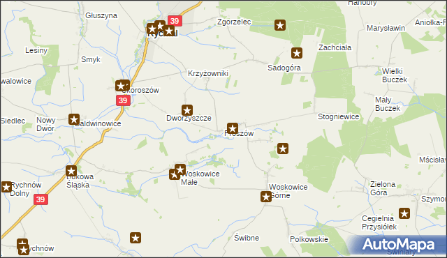 mapa Proszów gmina Rychtal, Proszów gmina Rychtal na mapie Targeo