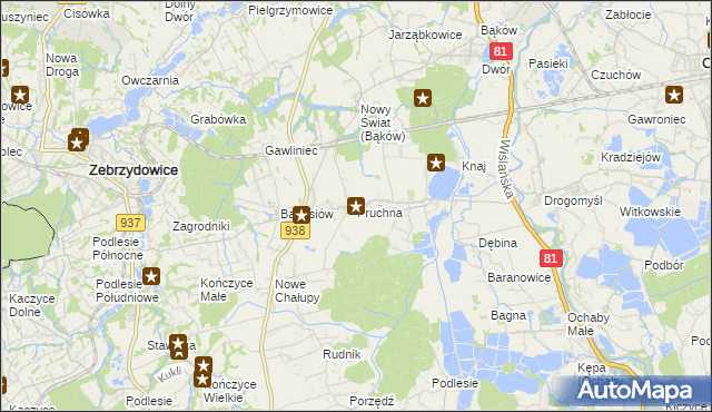 mapa Pruchna, Pruchna na mapie Targeo