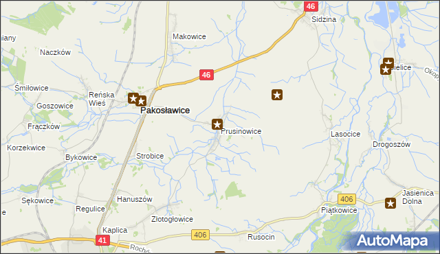 mapa Prusinowice gmina Pakosławice, Prusinowice gmina Pakosławice na mapie Targeo