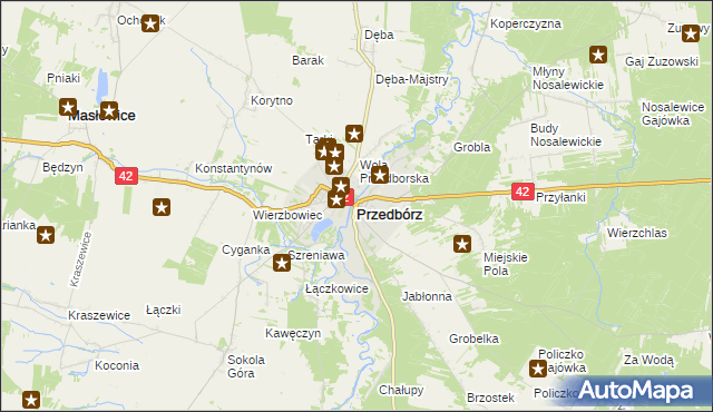 mapa Przedbórz powiat radomszczański, Przedbórz powiat radomszczański na mapie Targeo