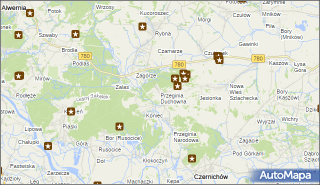 mapa Przeginia Duchowna, Przeginia Duchowna na mapie Targeo