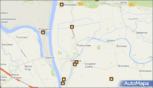 mapa Przemysław gmina Stegna, Przemysław gmina Stegna na mapie Targeo