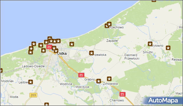 mapa Przewłoka gmina Ustka, Przewłoka gmina Ustka na mapie Targeo