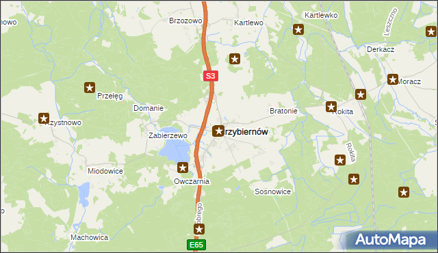 mapa Przybiernów, Przybiernów na mapie Targeo