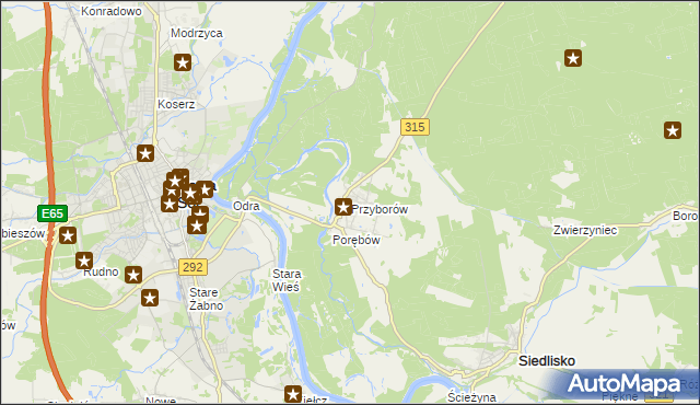 mapa Przyborów gmina Nowa Sól, Przyborów gmina Nowa Sól na mapie Targeo