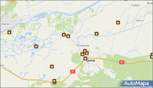mapa Przyborów gmina Słońsk, Przyborów gmina Słońsk na mapie Targeo