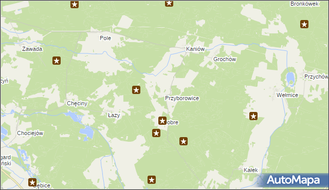 mapa Przyborowice gmina Gubin, Przyborowice gmina Gubin na mapie Targeo