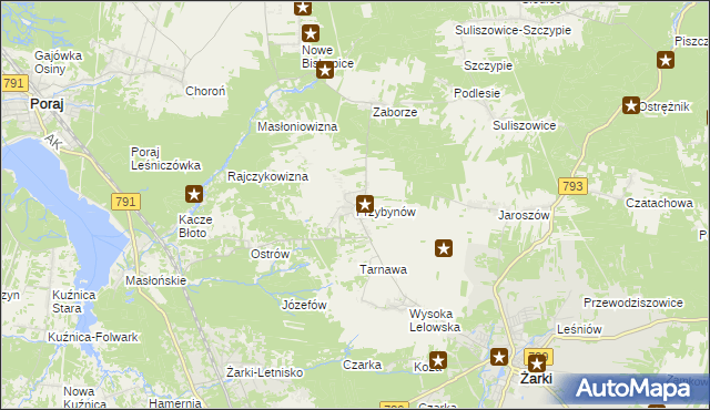 mapa Przybynów, Przybynów na mapie Targeo