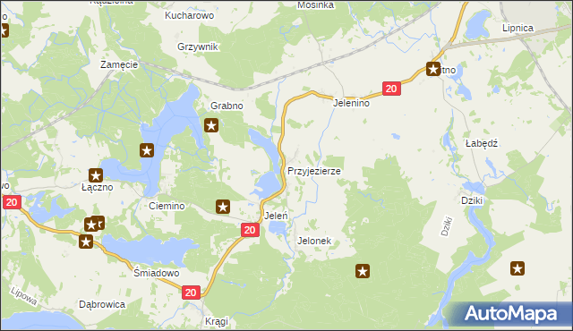 mapa Przyjezierze gmina Borne Sulinowo, Przyjezierze gmina Borne Sulinowo na mapie Targeo