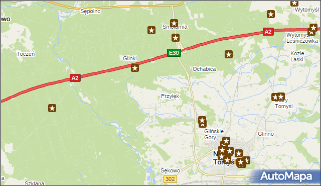 mapa Przyłęk gmina Nowy Tomyśl, Przyłęk gmina Nowy Tomyśl na mapie Targeo