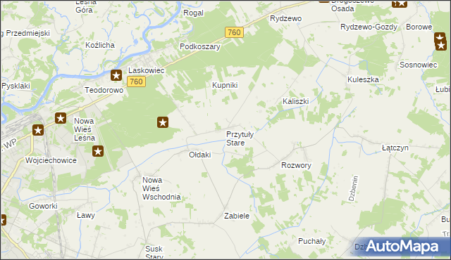 mapa Przytuły Stare, Przytuły Stare na mapie Targeo