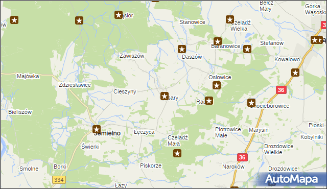 mapa Psary gmina Jemielno, Psary gmina Jemielno na mapie Targeo