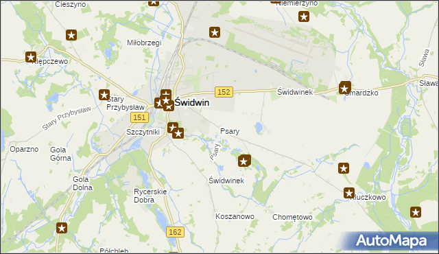 mapa Psary gmina Świdwin, Psary gmina Świdwin na mapie Targeo