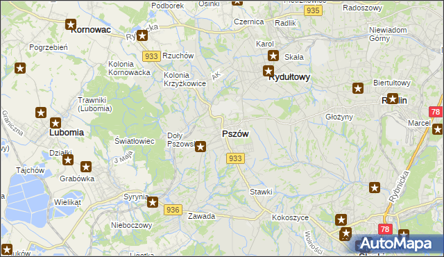 mapa Pszów, Pszów na mapie Targeo