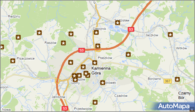 mapa Ptaszków, Ptaszków na mapie Targeo