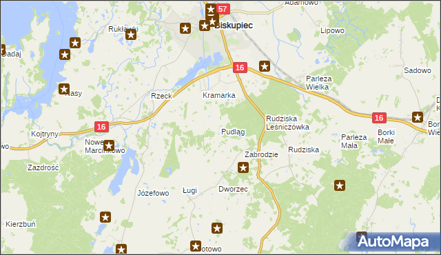 mapa Pudląg, Pudląg na mapie Targeo