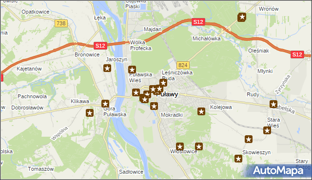 mapa Puław, Puławy na mapie Targeo