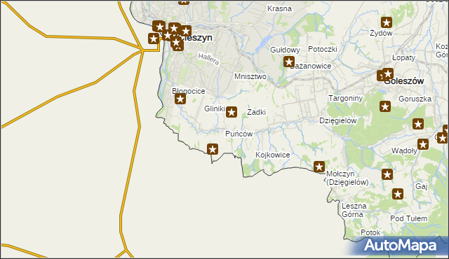 mapa Puńców, Puńców na mapie Targeo