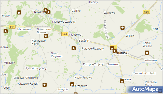 mapa Purzyce-Rozwory, Purzyce-Rozwory na mapie Targeo