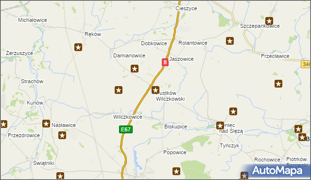 mapa Pustków Wilczkowski, Pustków Wilczkowski na mapie Targeo