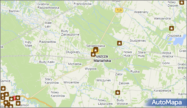 mapa Puszcza Mariańska, Puszcza Mariańska na mapie Targeo