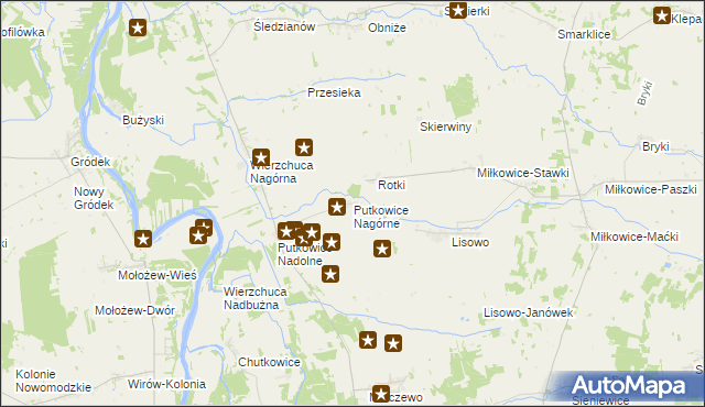 mapa Putkowice Nagórne, Putkowice Nagórne na mapie Targeo