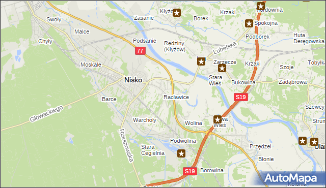 mapa Racławice gmina Nisko, Racławice gmina Nisko na mapie Targeo