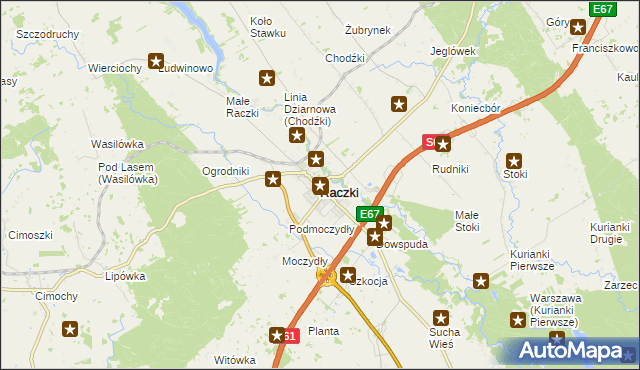 mapa Raczki powiat suwalski, Raczki powiat suwalski na mapie Targeo