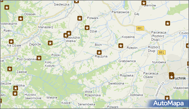 mapa Rączyna, Rączyna na mapie Targeo