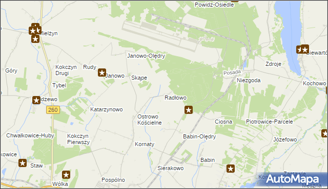 mapa Radłowo gmina Strzałkowo, Radłowo gmina Strzałkowo na mapie Targeo