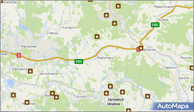 mapa Radomierz gmina Janowice Wielkie, Radomierz gmina Janowice Wielkie na mapie Targeo