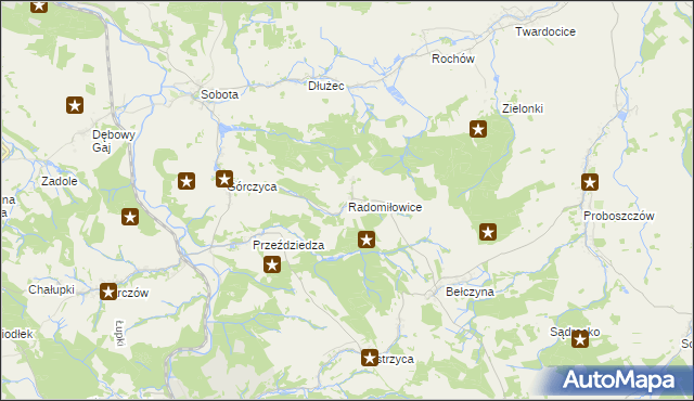 mapa Radomiłowice, Radomiłowice na mapie Targeo