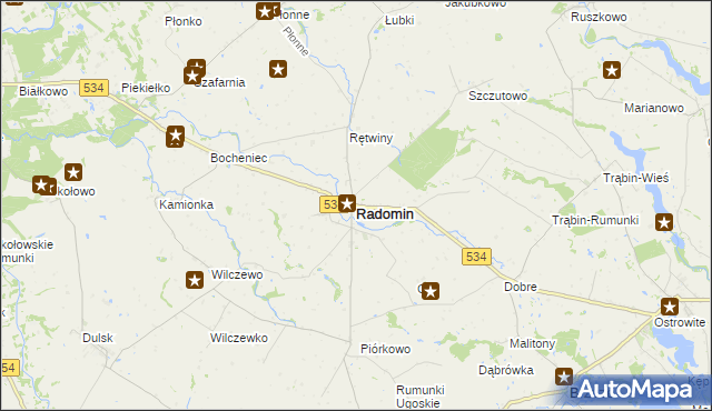 mapa Radomin powiat golubsko-dobrzyński, Radomin powiat golubsko-dobrzyński na mapie Targeo