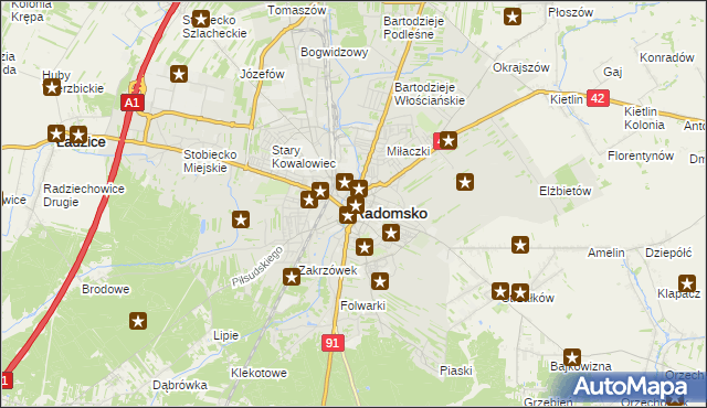 mapa Radomsko, Radomsko na mapie Targeo